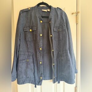 Chicos blue linen jacket, size 2